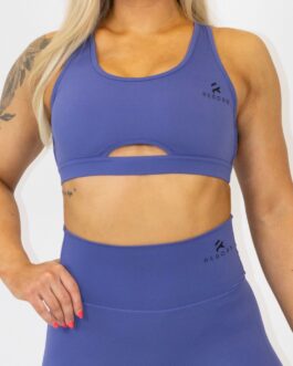 Recycled open back training bra, blue