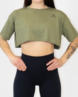 Recycled oversized crop tee, matcha green