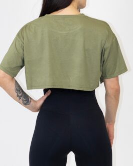 Recycled oversized crop tee, matcha green