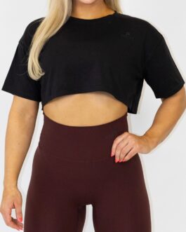 Reborn oversized crop tee, black